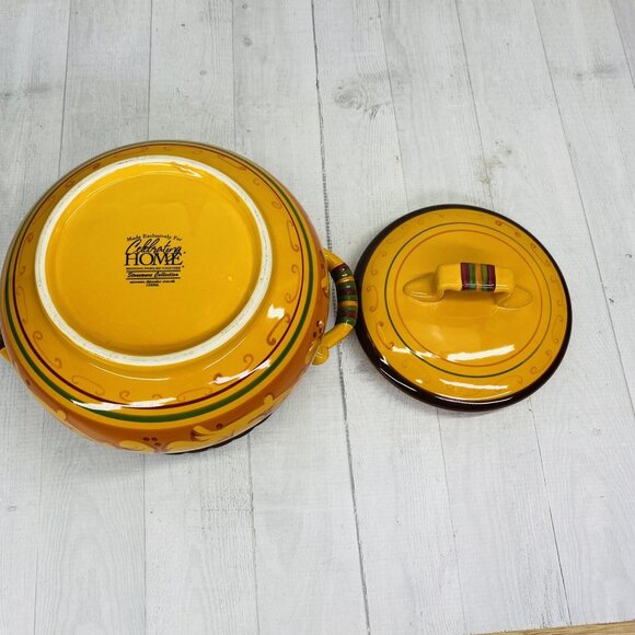 Celebrating Home TUSCAN  Oven Safe Stoneware 4 qt Bean Pot Handle Casserole Dish - Picture 6 of 12